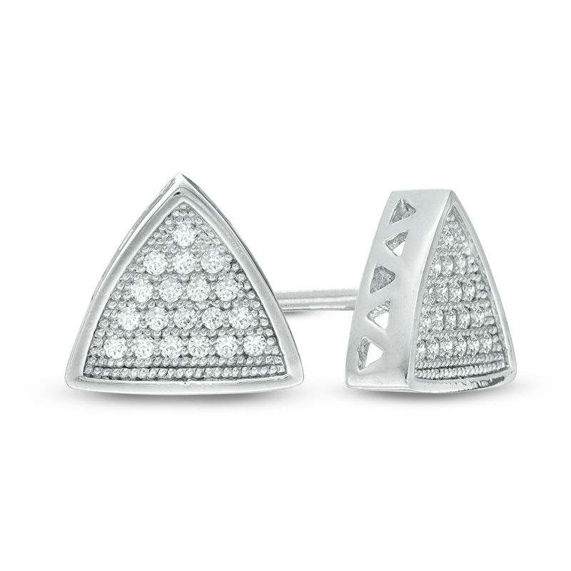 Cubic Zirconia Pavé Triangle Stud Earrings in Sterling Silver