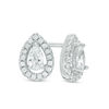 Thumbnail Image 1 of Pear-Shaped Cubic Zirconia Frame Stud Earrings in Solid Sterling Silver