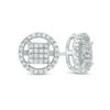 Thumbnail Image 0 of Cubic Zirconia Square Composite Circle Frame Stud Earrings in Sterling Silver