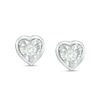 Thumbnail Image 0 of 1/10 CT. T.W. Diamond Miracle Solitaire Heart Stud Earrings in Sterling Silver