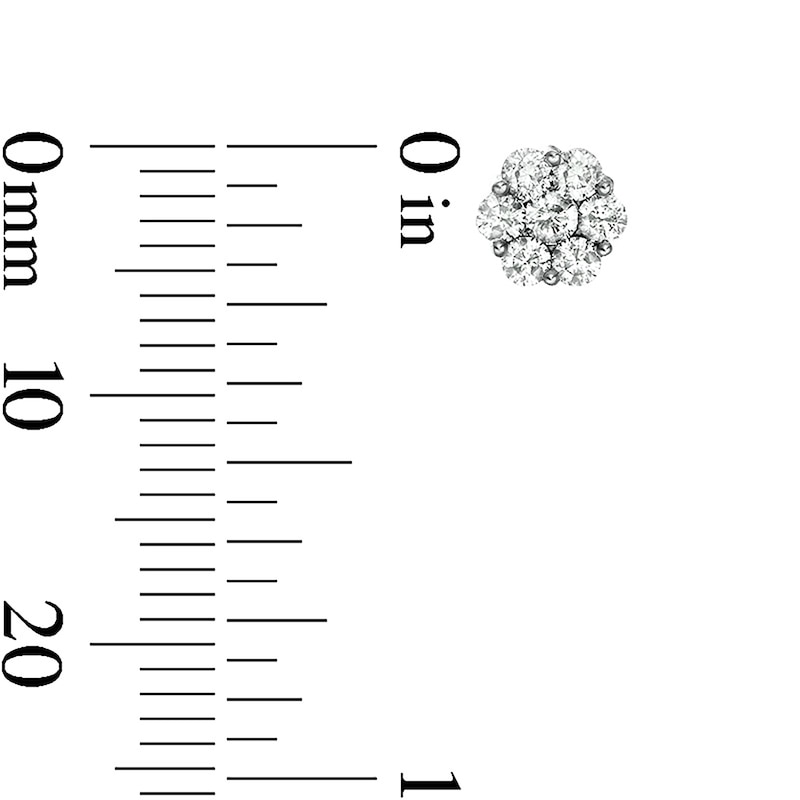 Main Image 4 of 1/2 CT. T.W. Composite Diamond Flower Stud Earrings in 10K Gold