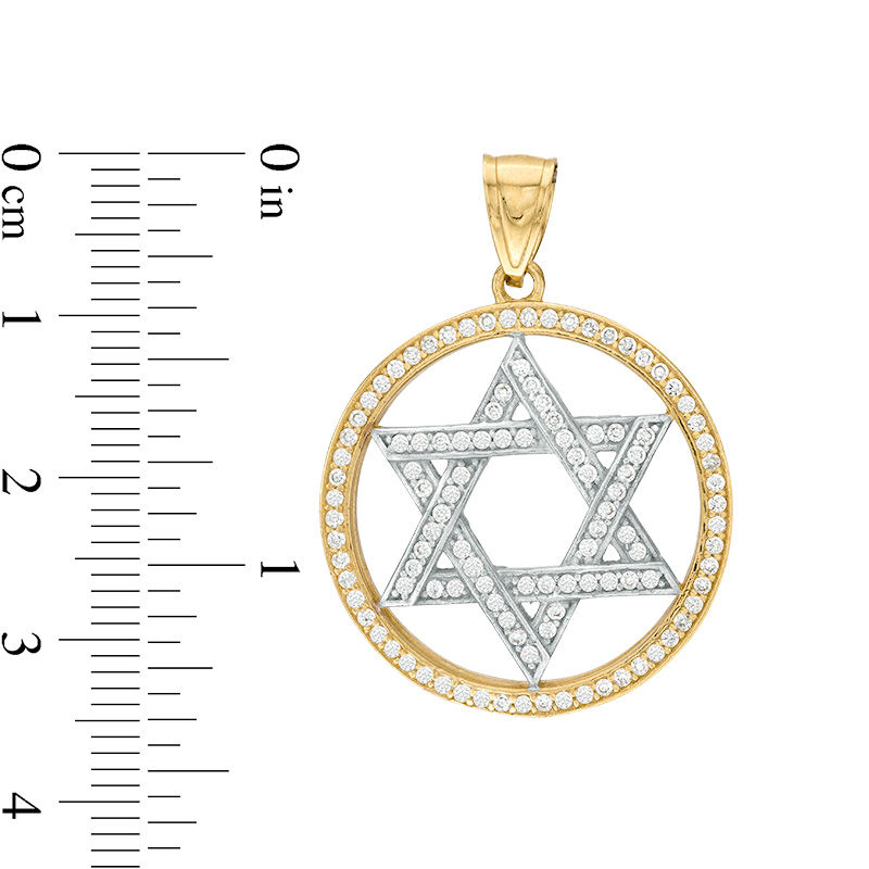 Cubic Zirconia Star of David Necklace Charm in 10K Two-Tone Gold