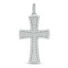 Thumbnail Image 1 of Cubic Zirconia Textured Frame Cross Necklace Charm in Solid Sterling Silver