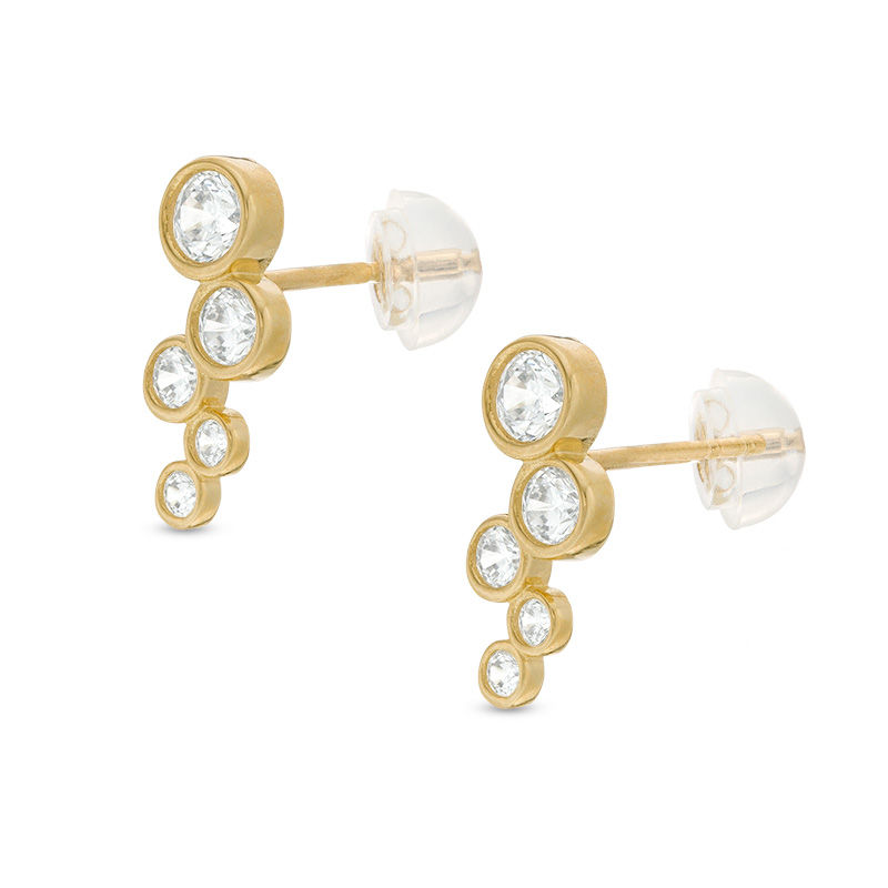 Bezel-Set Cubic Zirconia Bubble Crawler Earrings in 10K Gold