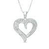 Thumbnail Image 0 of Diamond Accent Beaded Swirl Heart Pendant in Sterling Silver