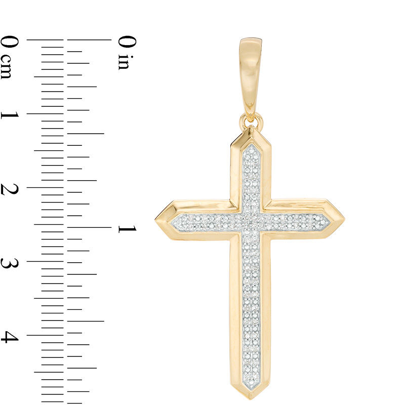 1/6 CT. T.W. Composite Diamond Gothic-Style Cross Necklace Charm in 10K Gold