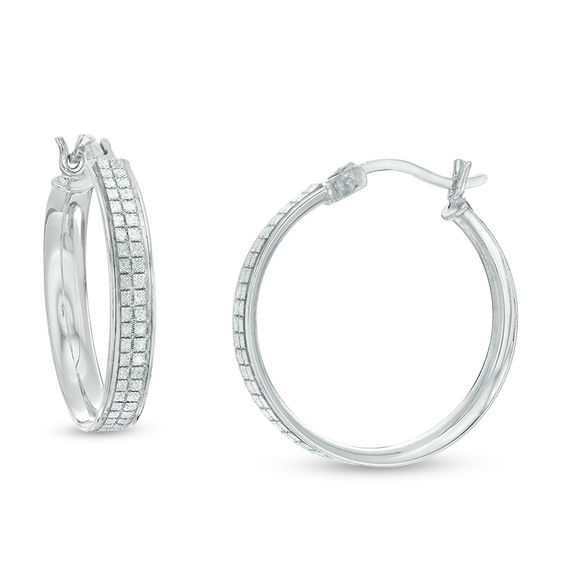 20mm PavÃ© Glitter Enamel Hoop Earrings in Sterling Silver