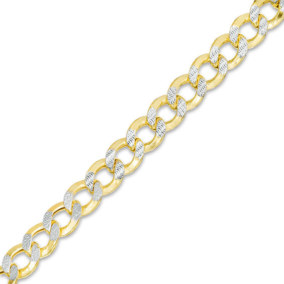 160 Gauge Diamond-Cut Cuban Curb Chain Bracelet in 10K Two-Tone Gold - 8.5"