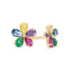 Thumbnail Image 1 of Child's Pear-Shaped Multi-Color Cubic Zirconia Flower Stud Earrings in 10K Gold