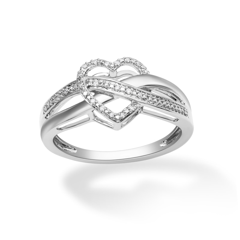 Diamond Accent Heart Wrapped Infinity Ring in Sterling Silver