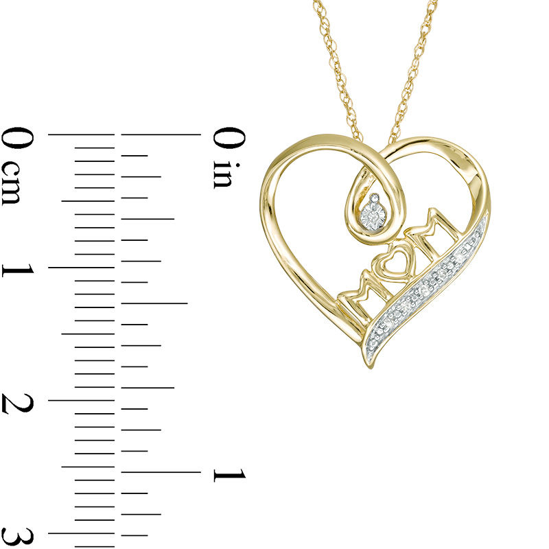 Diamond Accent "MOM" Loop Heart Pendant in 10K Gold