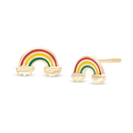Child's Multi-Color Enamel Rainbow Stud Earrings in 10K Gold