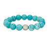 Thumbnail Image 0 of 10mm Blue Howlite Bead and Cubic Zirconia Ball Stretch Bracelet in Sterling Silver - 6"