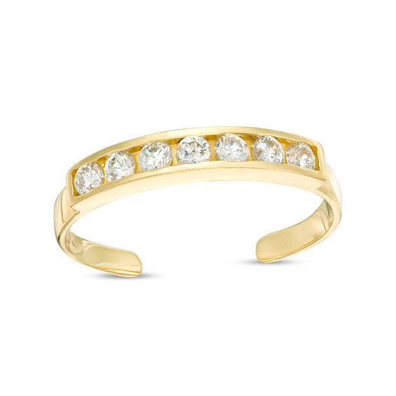 Adjustable Cubic Zirconia Seven Stone Toe Ring in 10K Gold
