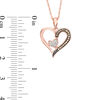 Thumbnail Image 1 of 1/8 CT. T.W. Champagne and White Composite Diamond Double Heart Pendant in 10K Rose Gold