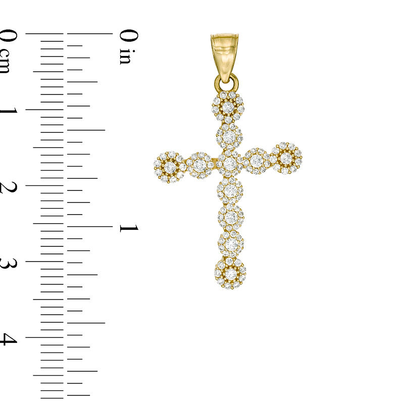 Cubic Zirconia Frame Cross Necklace Charm in 10K Solid Gold