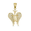 Thumbnail Image 1 of Cubic Zirconia Crown Accent Cross with Angel Wings Necklace Charm in 10K Gold