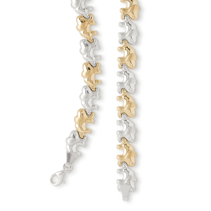 Main Image 2 of Alternating Crystal Elephant Stampato Necklace in 10K Gold Bonded Sterling Silver - 17&quot;