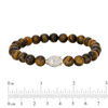 Thumbnail Image 2 of 8mm Simulated Tiger's Eye Bead and Sideways Buddha Head Stretch Bracelet in Sterling Silver - 7.5&quot;