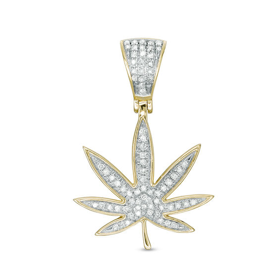 1/5 CT. T.W. Diamond Cannabis Leaf Necklace Charm in 10K Gold