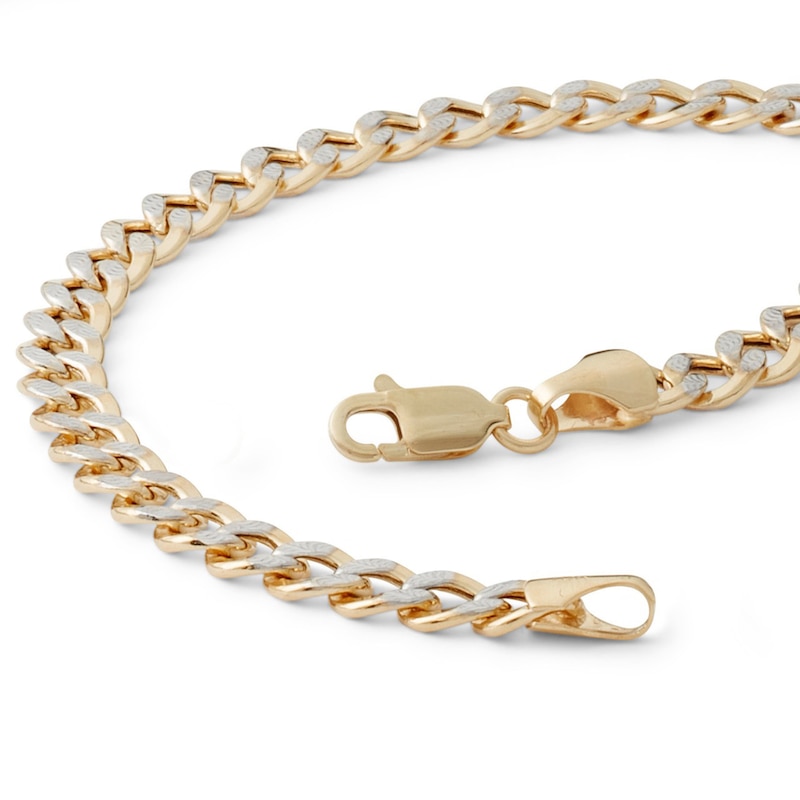 Main Image 5 of 10K Semi-Solid Gold Diamond-Cut Cuban Curb Two-Tone Chain Bracelet - 8.5&quot;