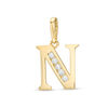 Thumbnail Image 1 of Cubic Zirconia &quot;N&quot; Initial Charm Pendant in 10K Solid Gold