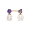 Thumbnail Image 0 of Child's 4mm Freshwater Cultured Pearl and Purple Cubic Zirconia Drop Earrings in 14K Gold