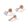 Thumbnail Image 1 of Rose Ion Plated CZ and Crystal Stud Set - 16G