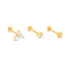 Thumbnail Image 0 of 016 Gauge Cubic Zirconia and Crystal Cartilage Barbell Set in Stainless Steel with Yellow IP