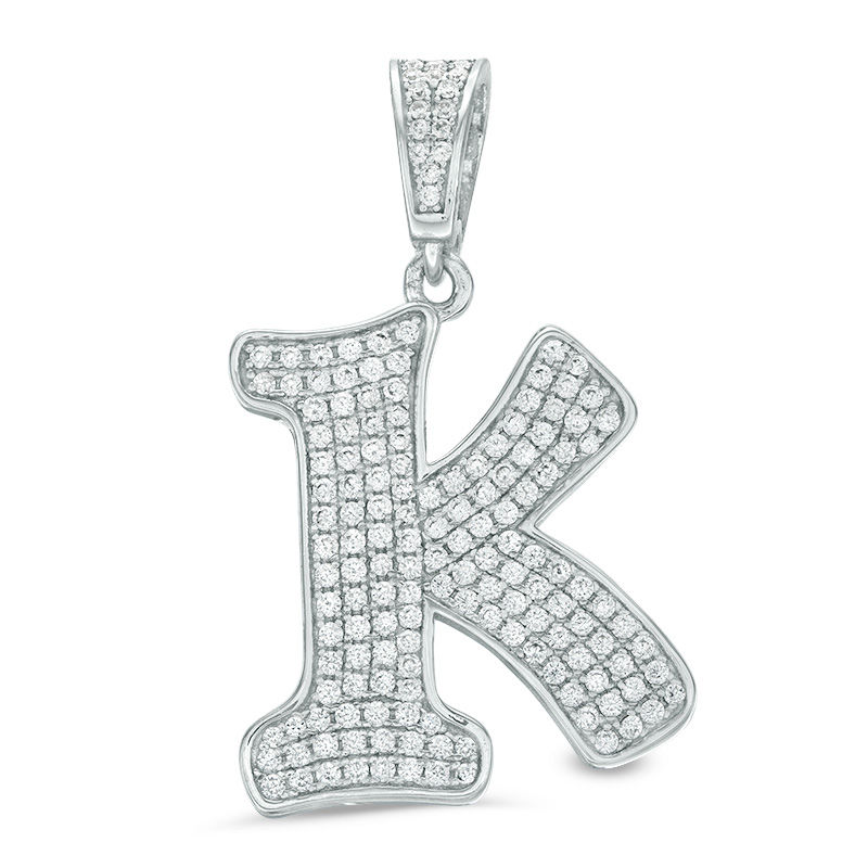 Cubic Zirconia R Initial Charm Pendant in 10K Solid Gold