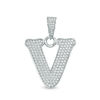 Thumbnail Image 0 of Cubic Zirconia "V" Initial Charm Pendant in Sterling Silver