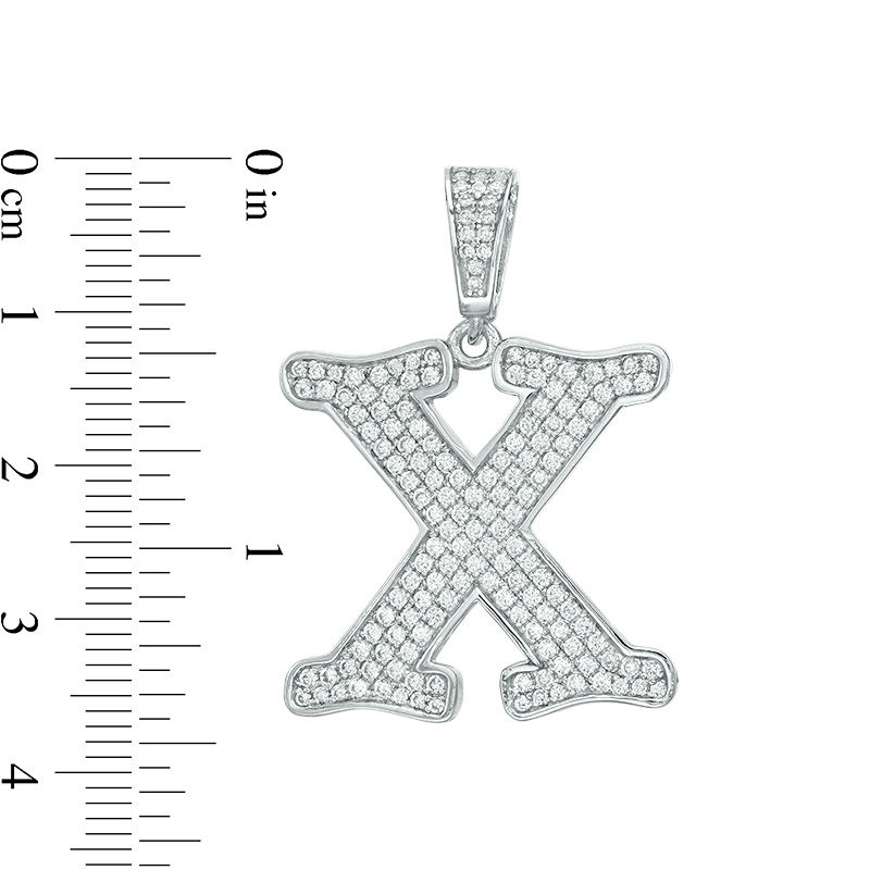 Cubic Zirconia "X" Initial Charm Pendant in Sterling Silver