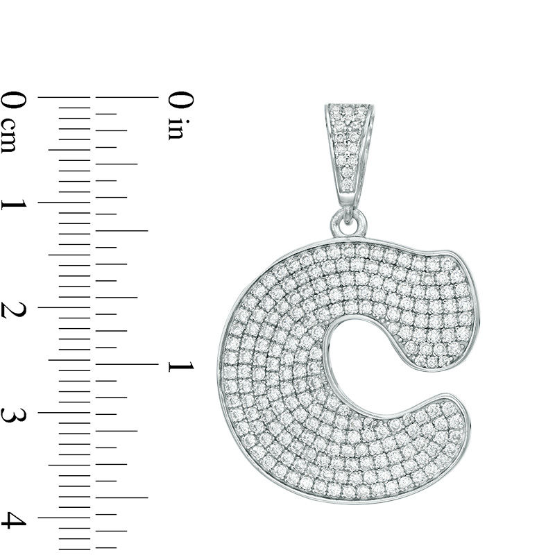 Cubic Zirconia "C" Initial Charm Pendant in Sterling Silver