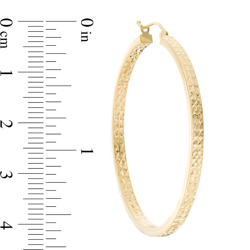 43mm Diamond-Cut Square Tube Inside-Out Hoop Earrings in 14K Gold
