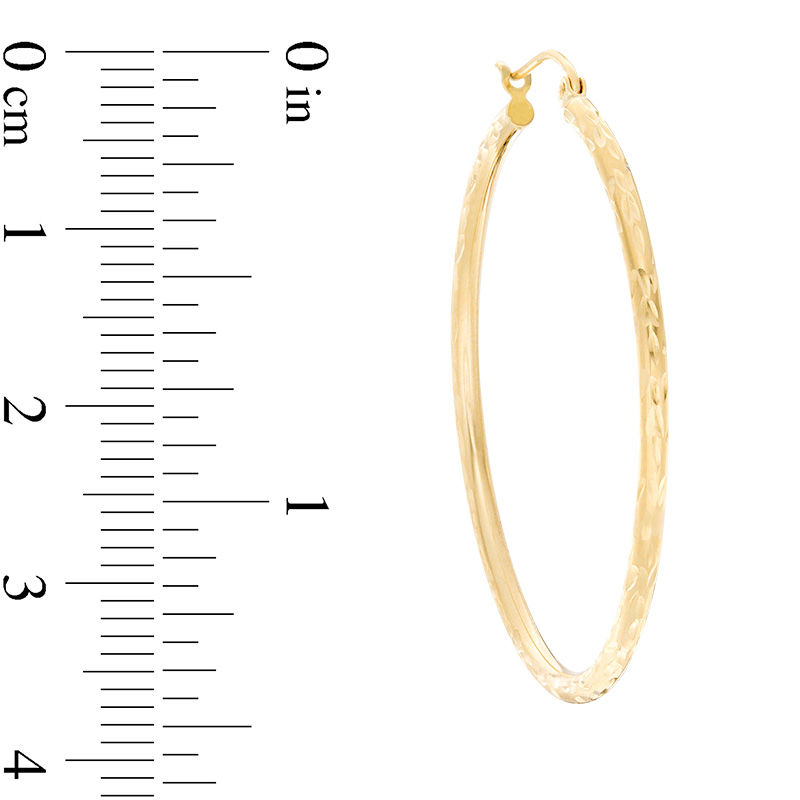 40mm Diamond-Cut Tube Hoop Earrings in 14K Gold