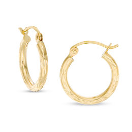 14K Tube Hollow Gold Diamond-Cut Hoops