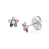 Thumbnail Image 1 of Multi-Color Crystal Daisy Stud Piercing Earrings in 14K Solid White Gold