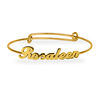 Thumbnail Image 1 of Script Name Adjustable Bangle in Brass with 14K Gold Plate (1 Line)