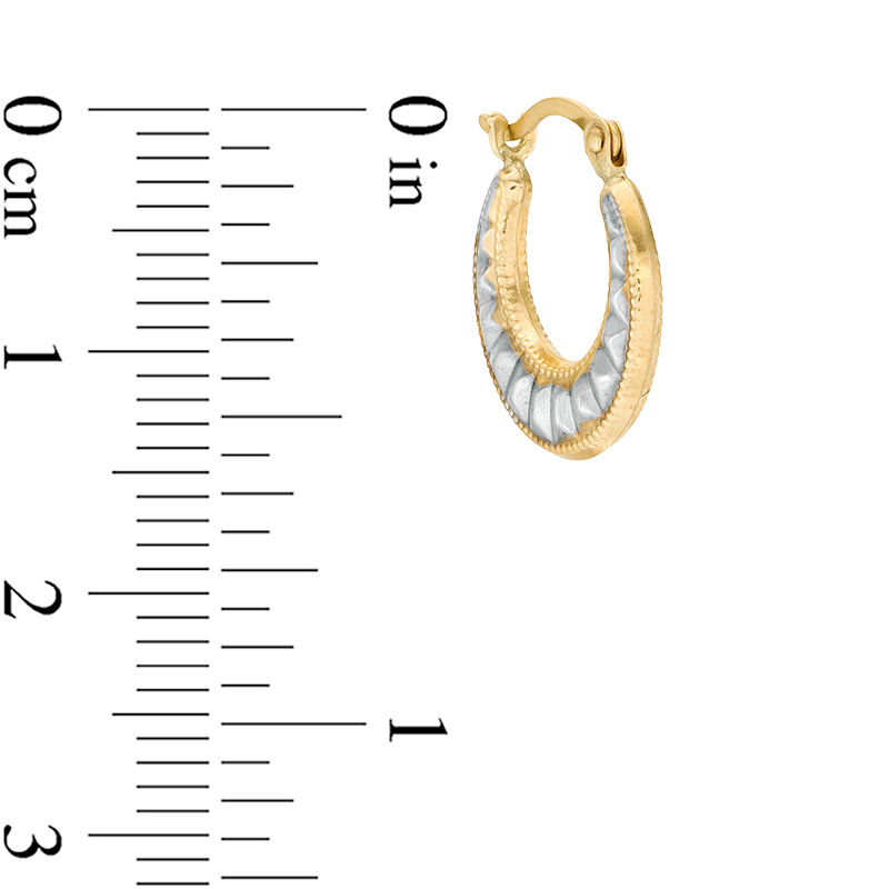 Main Image 2 of Child's 13mm Puffed Spike Hoop Earrings in 10K Two-Tone Gold