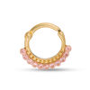 Thumbnail Image 1 of 016 Gauge Pink Cubic Zirconia Beaded Cartilage Hoop in Stainless Steel with Yellow IP