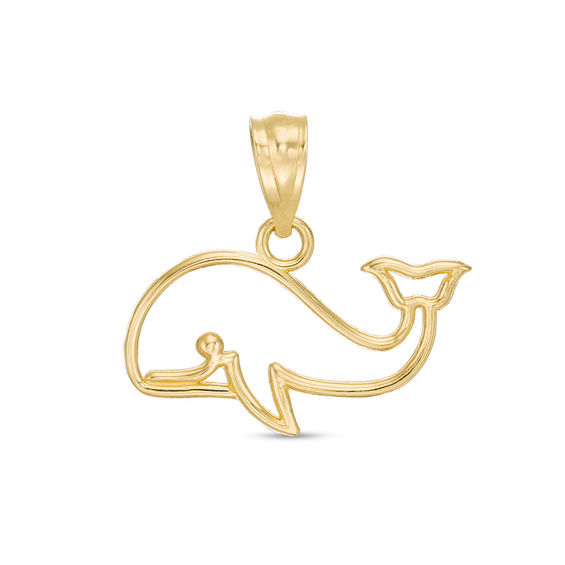 Child's Whale Necklace Charm in 10K Gold