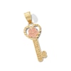 Thumbnail Image 1 of Child's Diamond-Cut &quot;I LOVE YOU&quot; Heart-Top and Flower Key Necklace Charm in 10K Two-Tone Gold