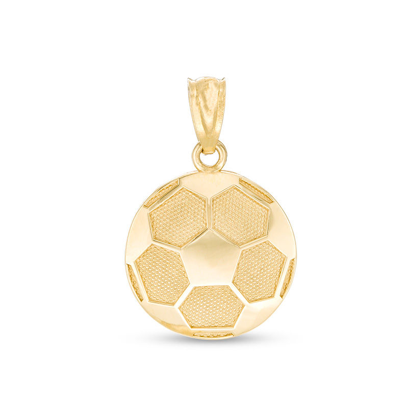 Main Image 1 of Child's Soccer Ball Necklace Charm in 10K Gold