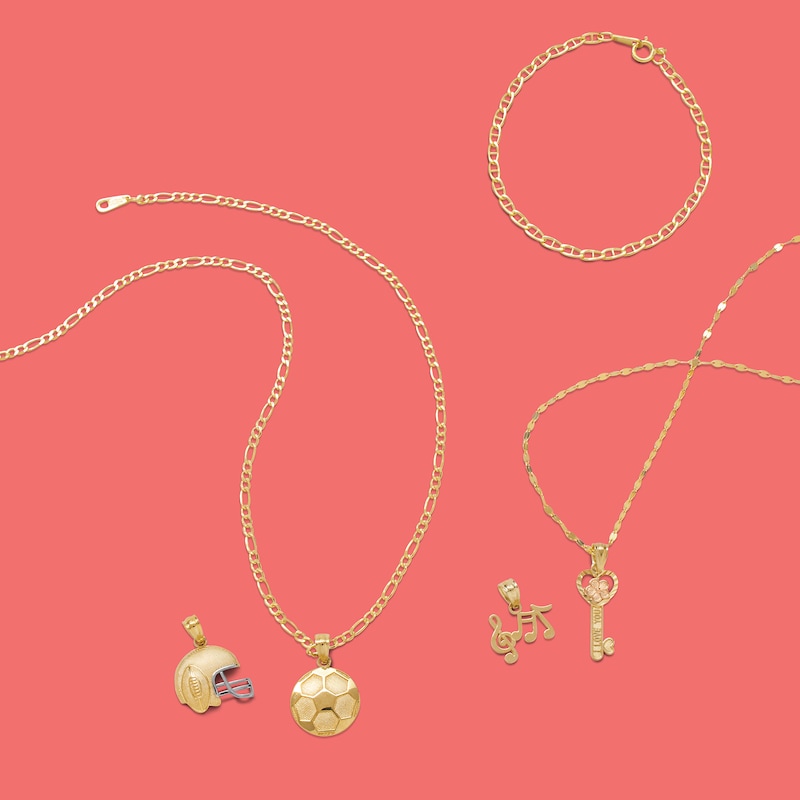 Main Image 2 of Child's Soccer Ball Necklace Charm in 10K Gold