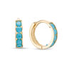 Child's Simulated Turquoise Huggie Hoop Earrings in 14K Gold