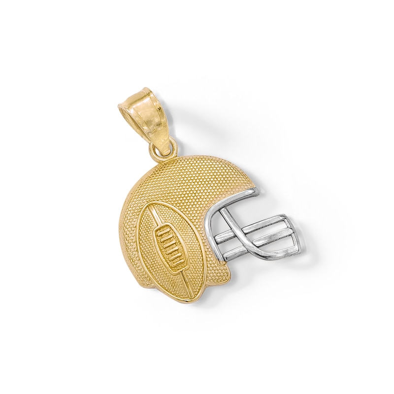 Main Image 3 of Child's Football and Helmet Necklace Charm in 10K Two-Tone Gold