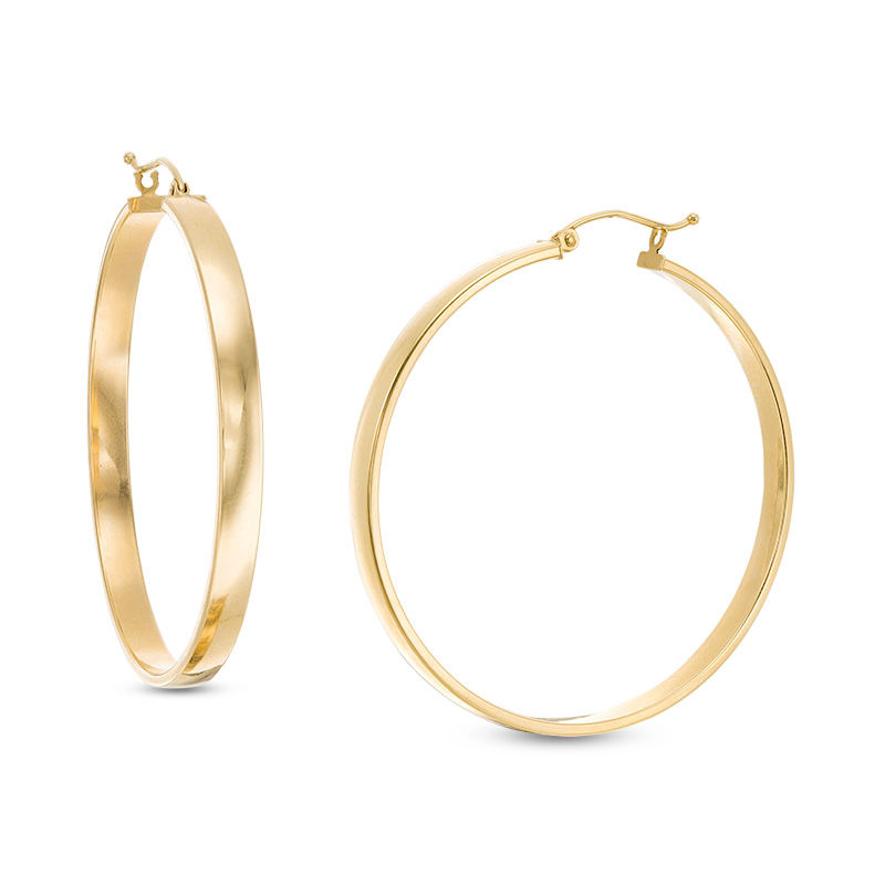 14k Yellow Gold Square Tube Hoop Earrings (2mm), All Sizes