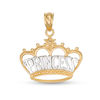 Thumbnail Image 0 of "PRINCESS" Beaded Crown with Star Accent Two-Tone Necklace Charm in 10K Solid Gold