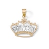 Thumbnail Image 1 of &quot;PRINCESS&quot; Beaded Crown with Star Accent Two-Tone Necklace Charm in 10K Solid Gold