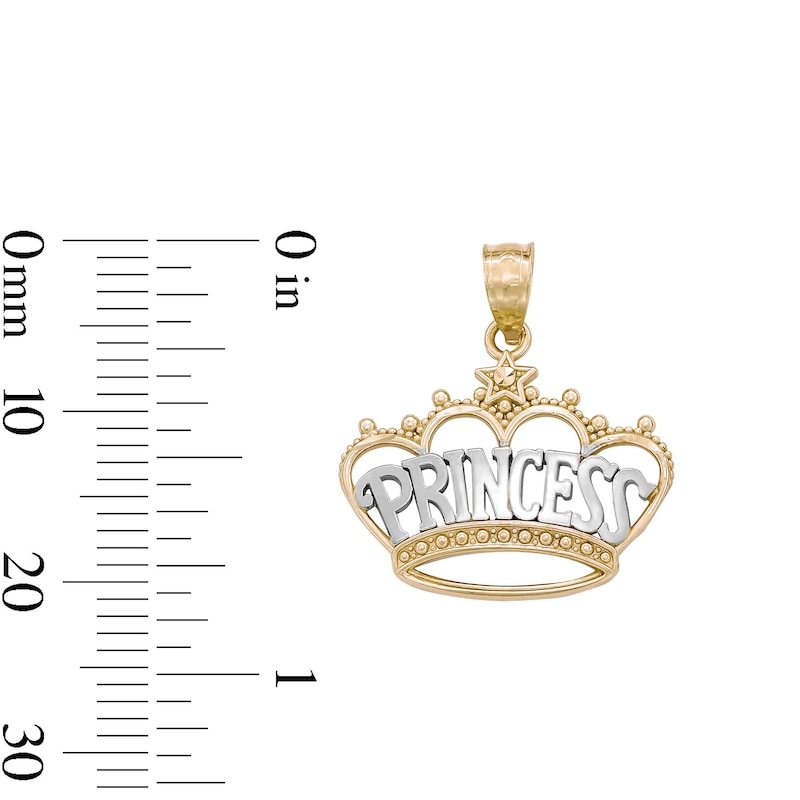 Main Image 4 of &quot;PRINCESS&quot; Beaded Crown with Star Accent Two-Tone Necklace Charm in 10K Solid Gold